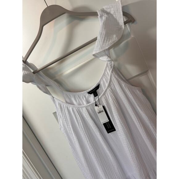NWT Banana Republic Women's Frill-Sleeve Gauze Tiered Midi Dress White SZ Large - Picture 4 of 10